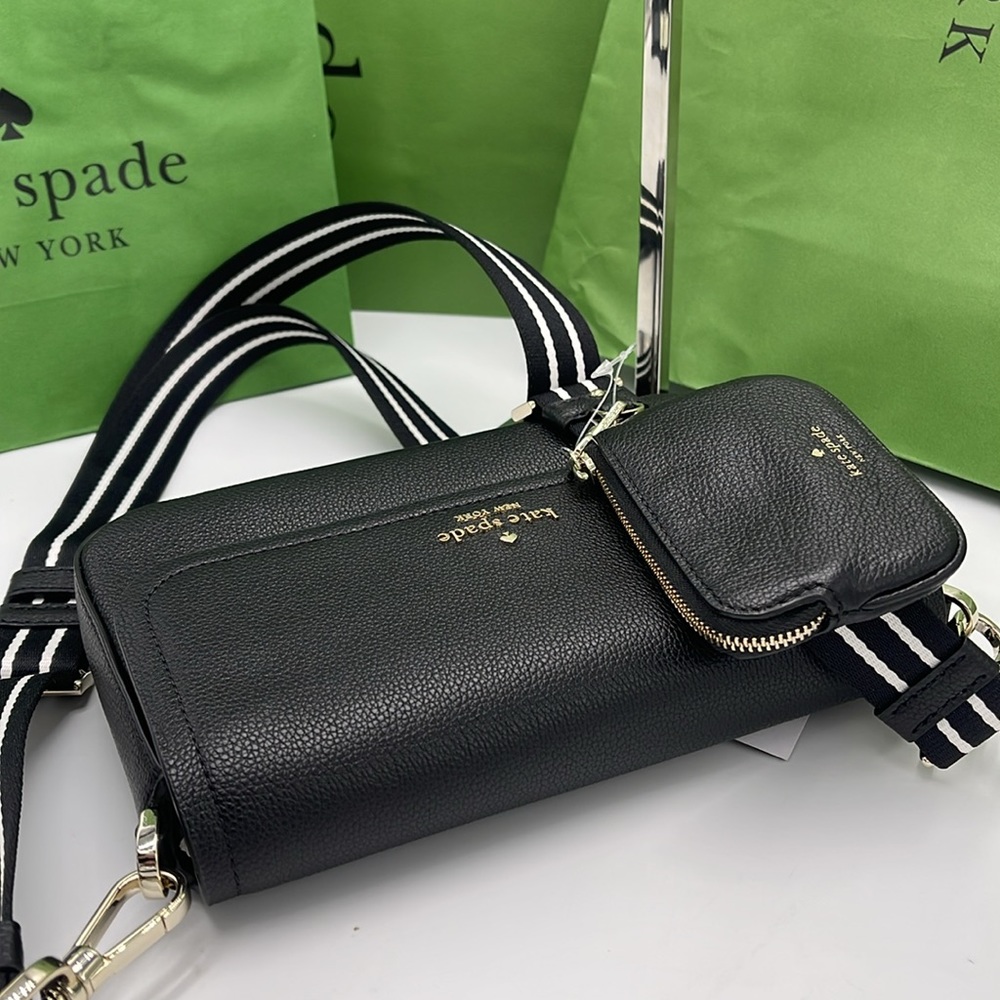 KATE SPADE Rosie Pebble Leather Small Flap Crossbody Black NWT - Picture 9 of 16
